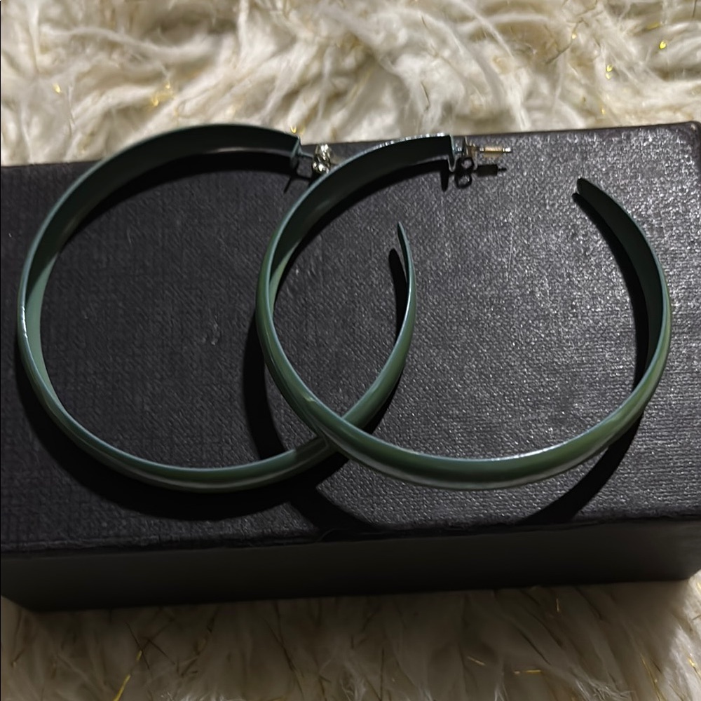Green Hoop Earrings